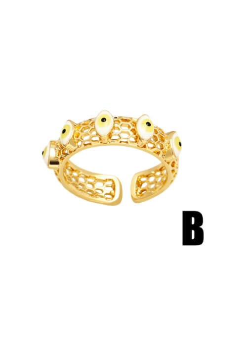 yellow Brass Enamel Evil Eye Vintage Band Ring