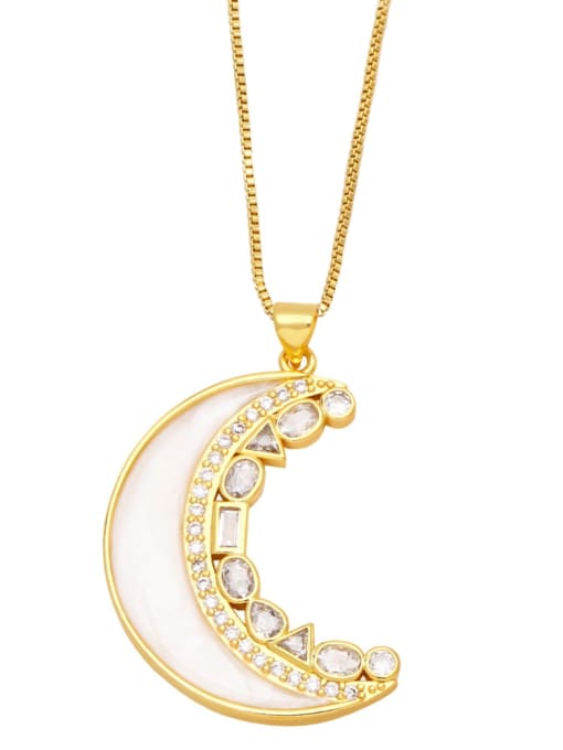 A Brass Cubic Zirconia Moon Hip Hop Necklace