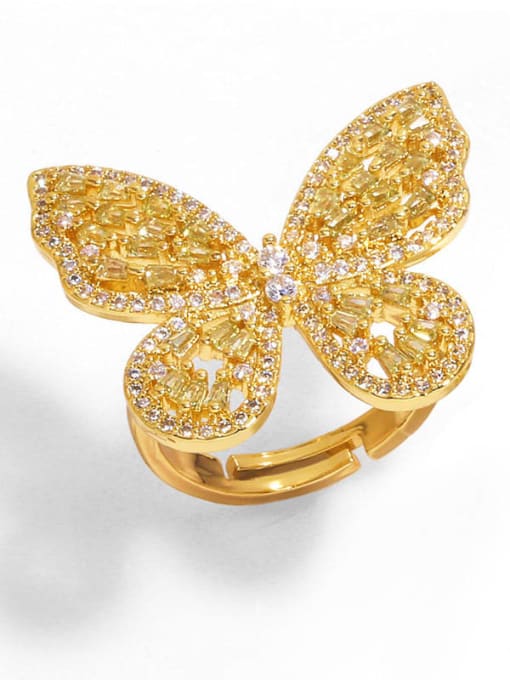 CC Brass Cubic Zirconia Butterfly Vintage Band Ring 0
