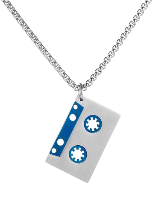 1776 blue necklaces Titanium Steel Geometric Pendant Hip Hop Necklace
