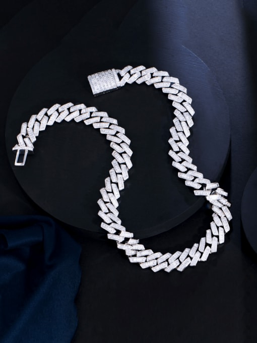L.WIN Brass Cubic Zirconia Geometric Chain Luxury Necklace 0