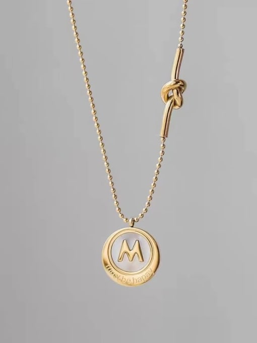 A TEEM Titanium Round Letter Minimalist pendant Necklace
