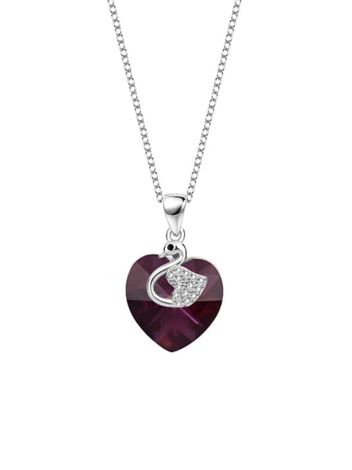 JYXZ 112 necklace (violet) 925 Sterling Silver Austrian Crystal Heart Classic Necklace