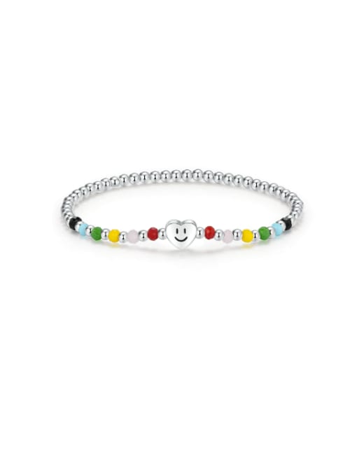 Candy colored dopamine bracelet 925 Sterling Silver Enamel Heart Cute Beaded Bracelet