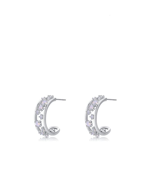 Pink 925 Sterling Silver Cubic Zirconia Geometric Cute Stud Earring