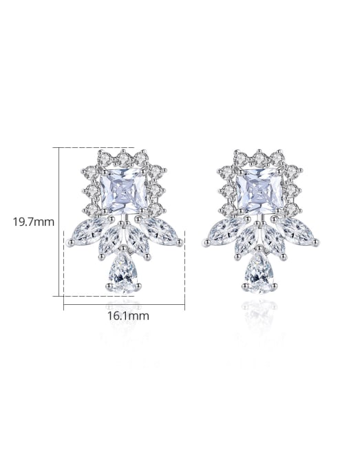 BLING SU Brass Cubic Zirconia Flower Luxury Cluster Earring 3