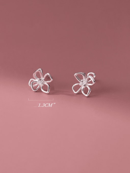 Rosh 925 Sterling Silver Hollow Flower Minimalist Stud Earring 2