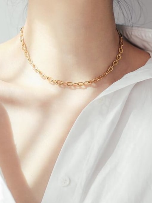 A TEEM Titanium +long Link chain choker Necklace