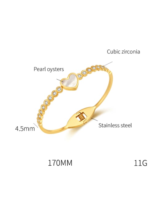 Open Sky Stainless steel Shell Heart Minimalist Band Bangle 3
