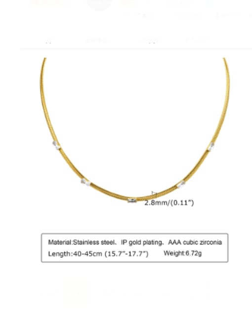 White stone necklace 40 +5cm long Stainless steel Glass Stone Geometric Vintage Link Bracelet