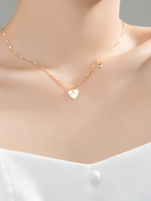 Rosh 925 Sterling Silver Heart Minimalist Multi Strand Necklace 2