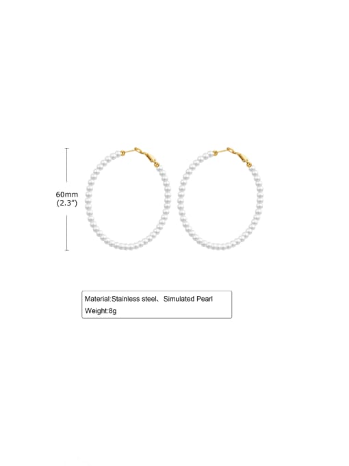 60mm Stainless steel Imitation Pearl Geometric Minimalist Hoop Earring