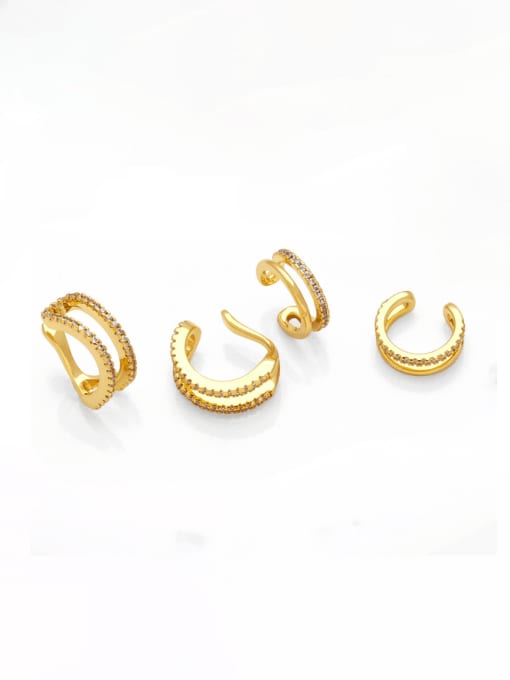 CC Brass Cubic Zirconia Geometric Vintage Clip Earring