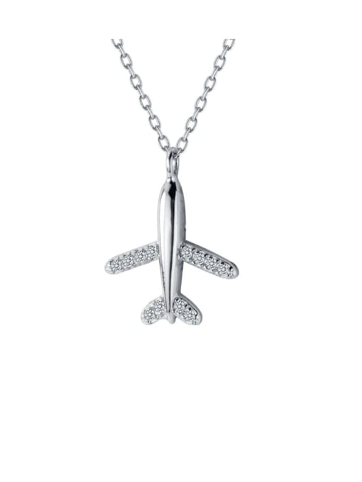 Rosh 925 Sterling Silver Rhinestone  Minimalist Fashion diamond plane pendant Necklace 0
