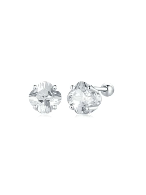 Jare 925 Sterling Silver Cubic Zirconia Clover Dainty Stud Earring 0