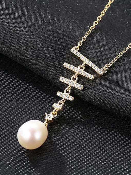 White 7I03 l925 Sterling Silver Freshwater Pearl  pendant Necklace