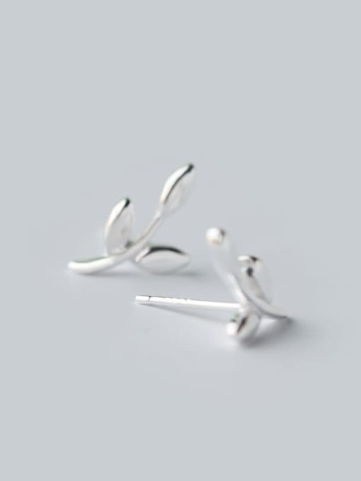 Rosh 925 sterling silver smooth leaf minimalist stud earring 1