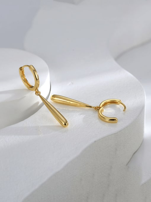 Gold Simple Long Strip Earrings Brass Water Drop Minimalist Huggie Earring