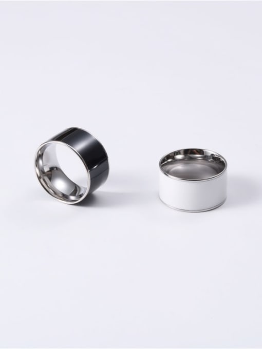 GROSE Titanium Ceramic White Round Minimalist Band Ring 3