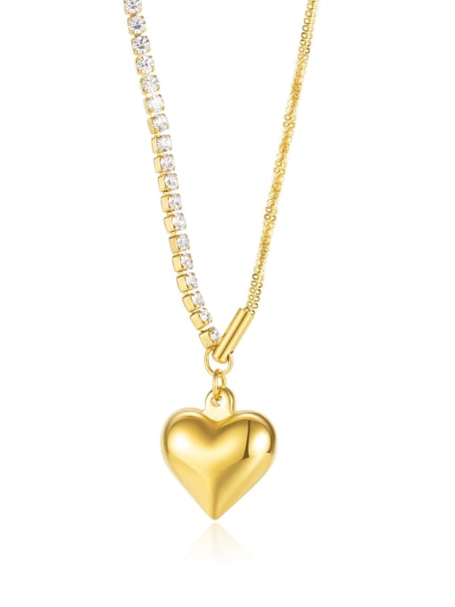 2105 gold necklace Titanium Steel Heart Minimalist Asymmetrical Chain Necklace