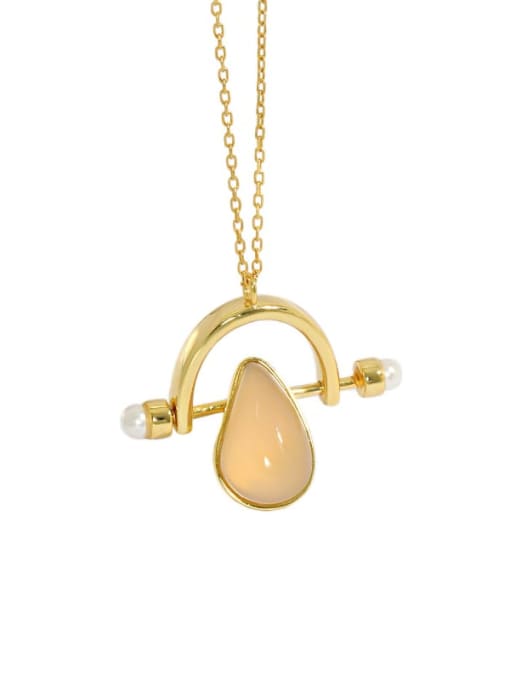 golden 925 Sterling Silver Cats Eye Water Drop Minimalist Necklace