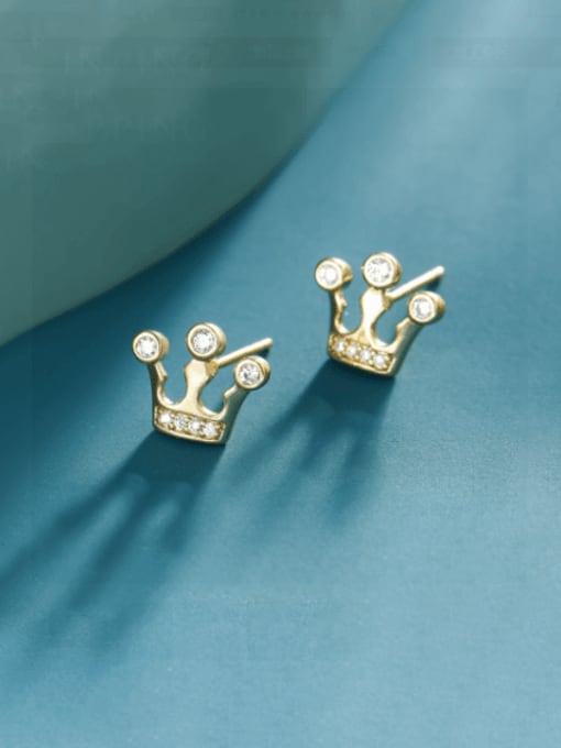 XP Alloy Rhinestone Crown Cute Stud Earring 1