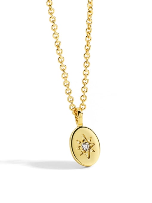 Gold Brass Cubic Zirconia Star Minimalist Necklace