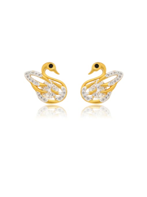 24K gold Alloy Cubic Zirconia Swan Minimalist Stud Earring
