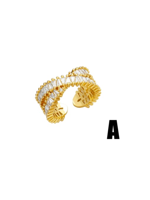 CC Brass Cubic Zirconia Geometric Hip Hop Stackable Ring 2