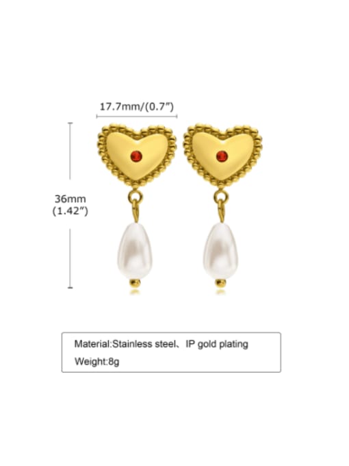 CONG Stainless steel Imitation Pearl Water Drop Hip Hop Drop Earring 2