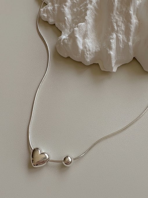Boomer Cat 925 Sterling Silver Heart Minimalist Necklace