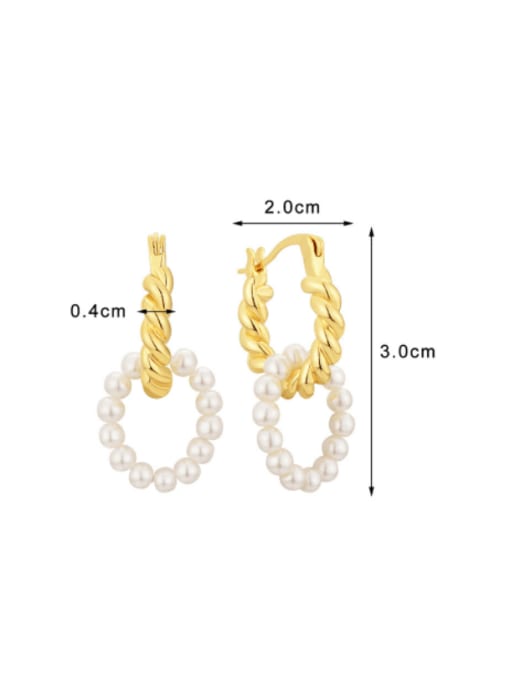 CHARME Brass Imitation Pearl Geometric Minimalist Fried Dough Twists Shell Bead Earrings 3