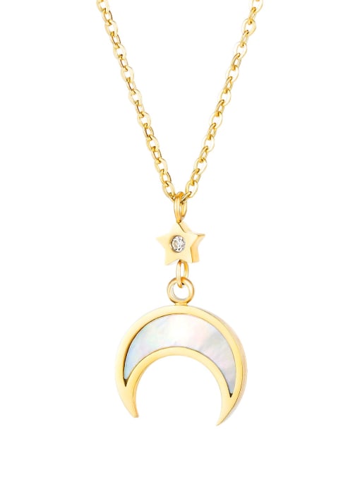 gold Titanium Shell Moon Minimalist Necklace