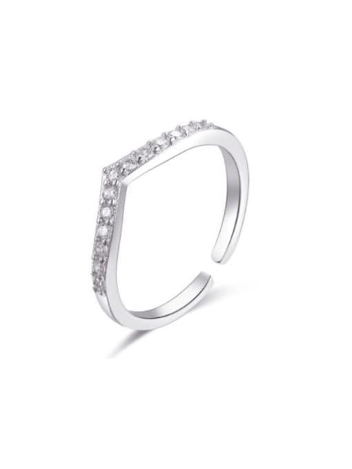 A fine ring J 851 925 Sterling Silver Cubic Zirconia Irregular Minimalist Band Ring