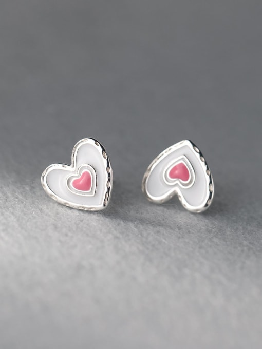Rosh 925 Sterling Silver Enamel Heart Minimalist Stud Earring