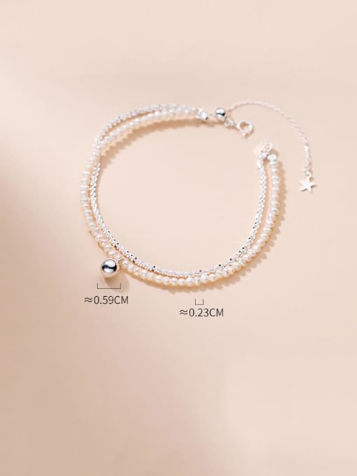Rosh 925 Sterling Silver Imitation Pearl Geometric Minimalist Beaded Bracelet 1