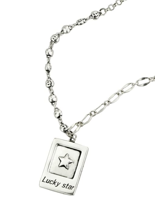 SHUI Vintage  Sterling Silver With Platinum Plated Simplistic Square Necklaces 2