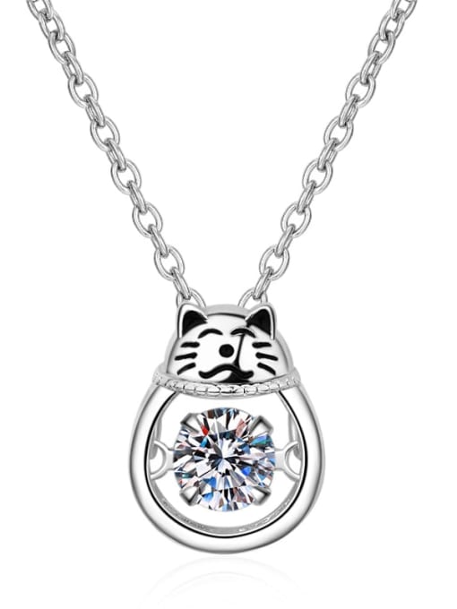 MOISS Sterling Silver Moissanite Cat Dainty Necklace 3