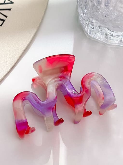 Red purple 6cm Cellulose Acetate Trend Irregular Alloy Multi Color Jaw Hair Claw