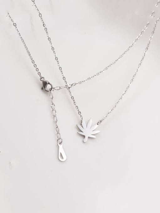 A TEEM Titanium  Simple Maple Leaf Necklace 2