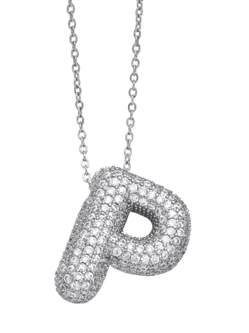 P Brass Cubic Zirconia Letter Minimalist Necklace