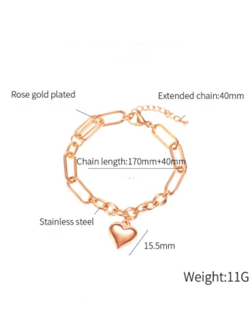 Open Sky Titanium Steel Heart Minimalist Link Bracelet 2