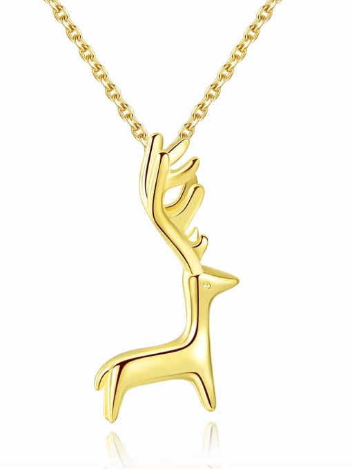 CCUI 925 sterling silver simple lovely deer Pendant Necklace