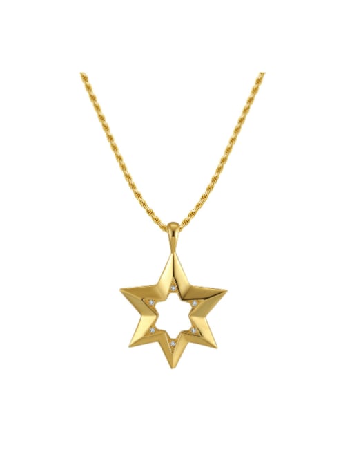 18K Gold, Twists Chain 1.5mm*55cm, 6.55g 925 Sterling Silver Cubic Zirconia Pentagram Minimalist Necklace