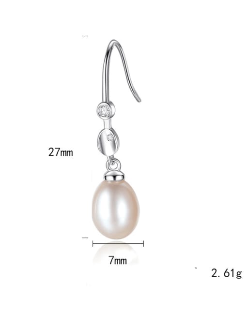 CCUI 925 Sterling Silver Oval Freshwater Pearl   Minimalist Hook Earring 4