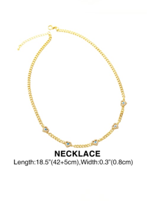 Necklace Brass Cubic Zirconia Enamel Heart Vintage Necklace