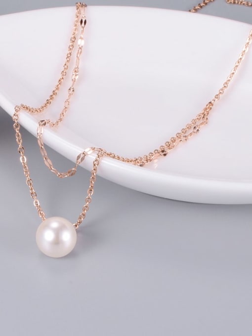 A TEEM Titanium Imitation Pearl White Round Trend Multi Strand Necklace 0