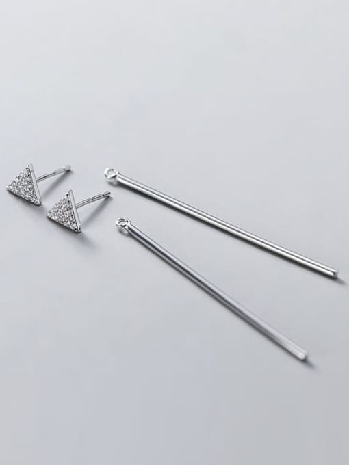 Rosh 925 Sterling Silver Rhinestone  triangle Tassel Minimalist Threader Earring 2