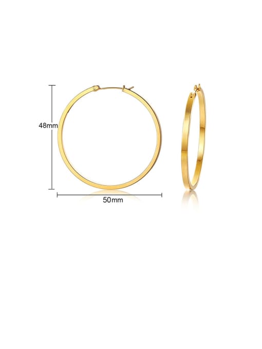 gold:50MM Titanium Hollow  Round Minimalist Hoop Earring