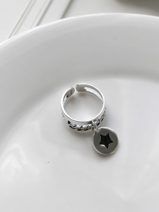 Boomer Cat 925 Sterling Silver Star Minimalist Free Size Band Ring 2